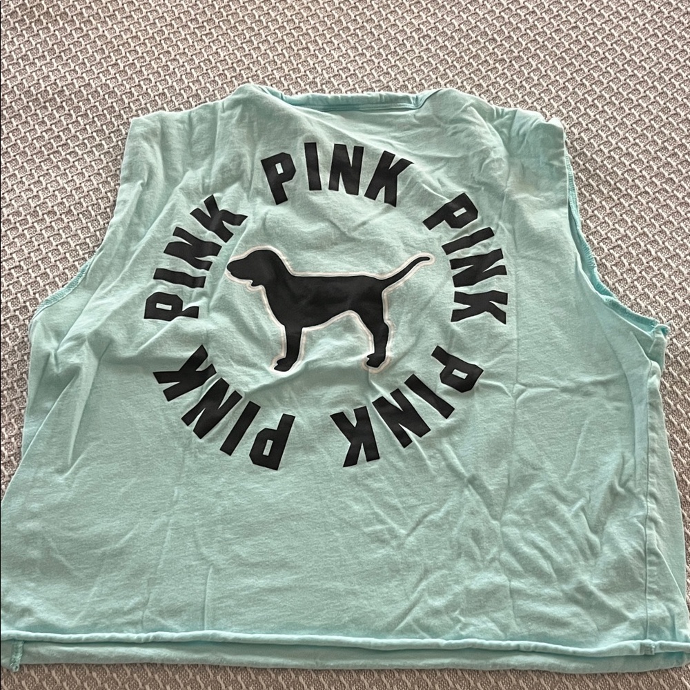 PINK Victoria's Secret Mint Tank with Black Dog Logo